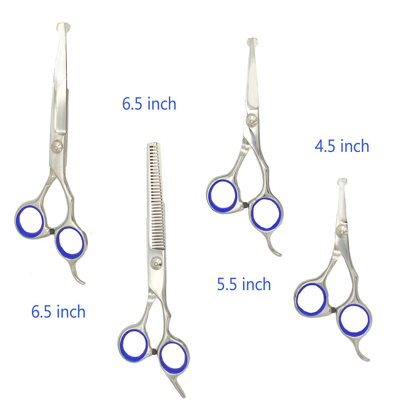 Tieuwant Dog Grooming Scissors Kit, 5 in 1 Grooming Scissors for Dogs, Stainless Steel Sharp Professional Dog Grooming Shears Set with Safety Round Tips for Dogs and Cats（Blue) Set of 5 - PawsPlanet Australia
