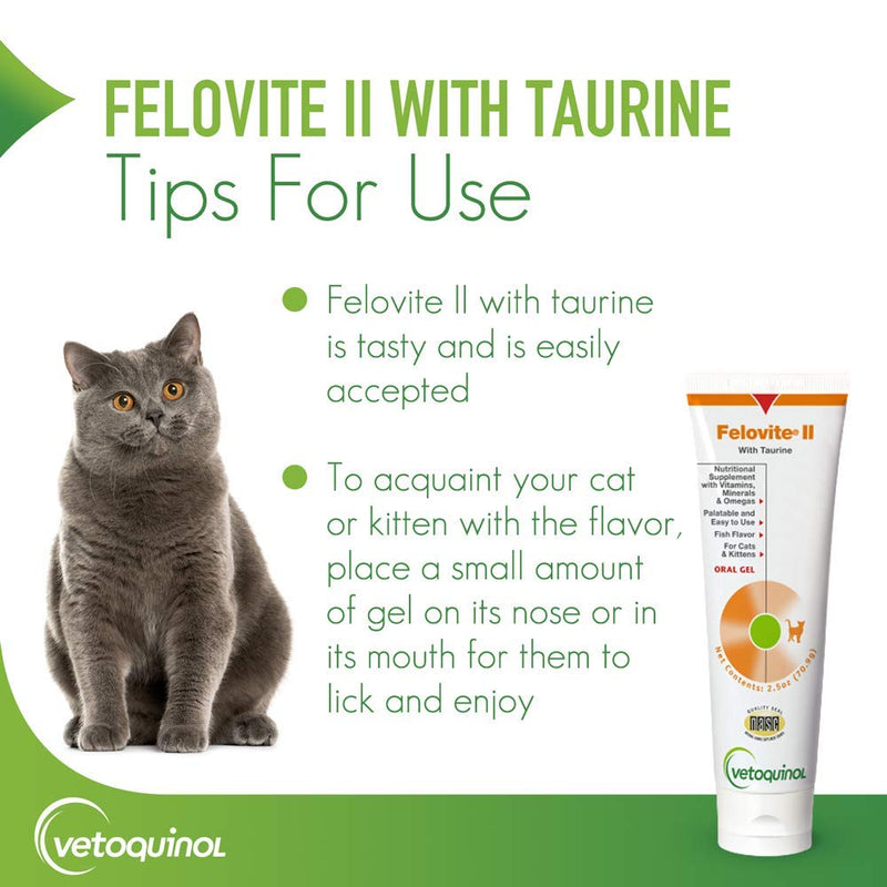 Vetoquinol Felovite II Oral Gel Vitamin & Mineral Cat Supplement with Taurine, 2.5oz - PawsPlanet Australia