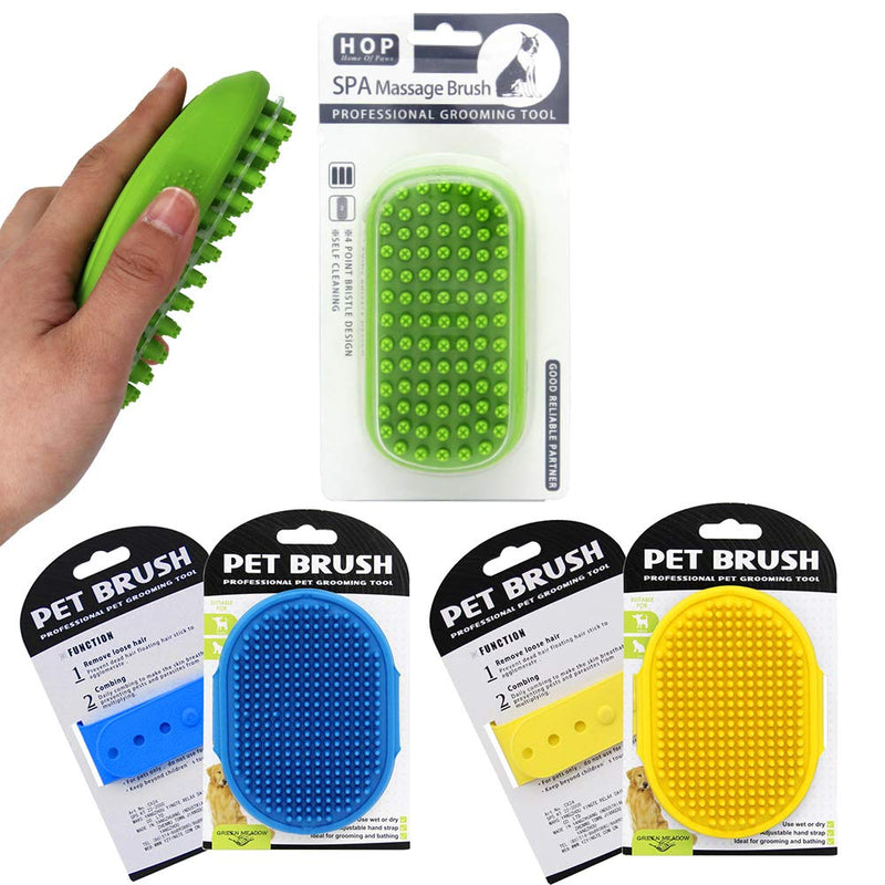 alouweekuky Pet Bath Massage Brush, 3 Pcs Grooming Brush, Rubber Shampoo Brush Set, for Dogs and Cats with Short or Long Hair - PawsPlanet Australia