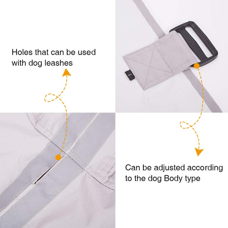 Nourse CHOWSING Dog Raincoat Lightweight Waterproof Dog Raincoats, with Reflective Safety Strip & Leash Hole Raincoat, for Large & Medium Dogs Grey (XXL) XXL- Up to 66 LBS - PawsPlanet Australia