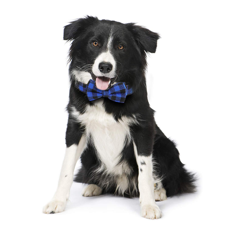 [Australia] - Vaburs Dog Bow Tie, Dog Cat Collar with Bow Tie Buckle Light Plaid Dog Collar for Dogs Cats Pets Soft Comfortable,Adjustable Medium Blue 