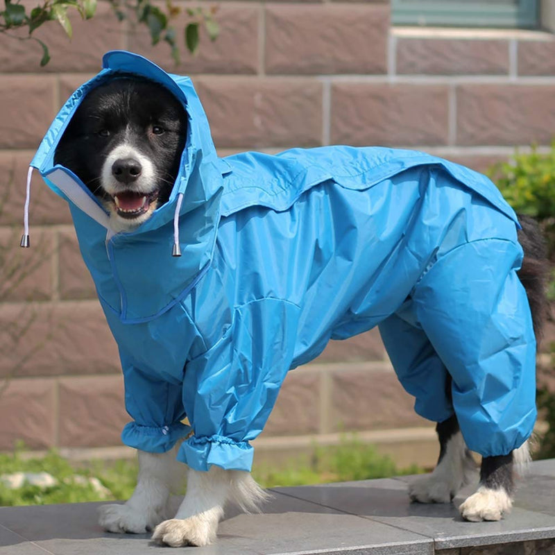 Morezi Waterproof Dog Raincoat with Removable Hoodie, Windproof Rain Snow Jacket, Outdoor Adjustable Drawstring, Waterproof Rain Jacket with Hood & Collar Hole - Blue - 012# 12# (Length: 32CM) - PawsPlanet Australia