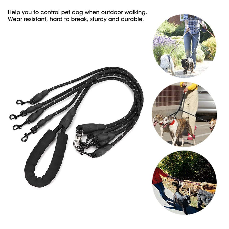 Dog Leashes, 4 in 1 No Tangles Detachable Nylon Traction Rope 4 Way Dog Lead for Dogs Cats Outdoor Walking(4 Way-Black) Black - PawsPlanet Australia