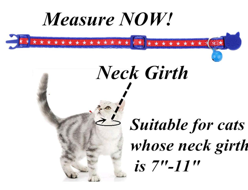 [Australia] - BoomBone 2 Pack USA Cat Collar Breakaway,Safety Adjustable Collars with Bell for Kitten 