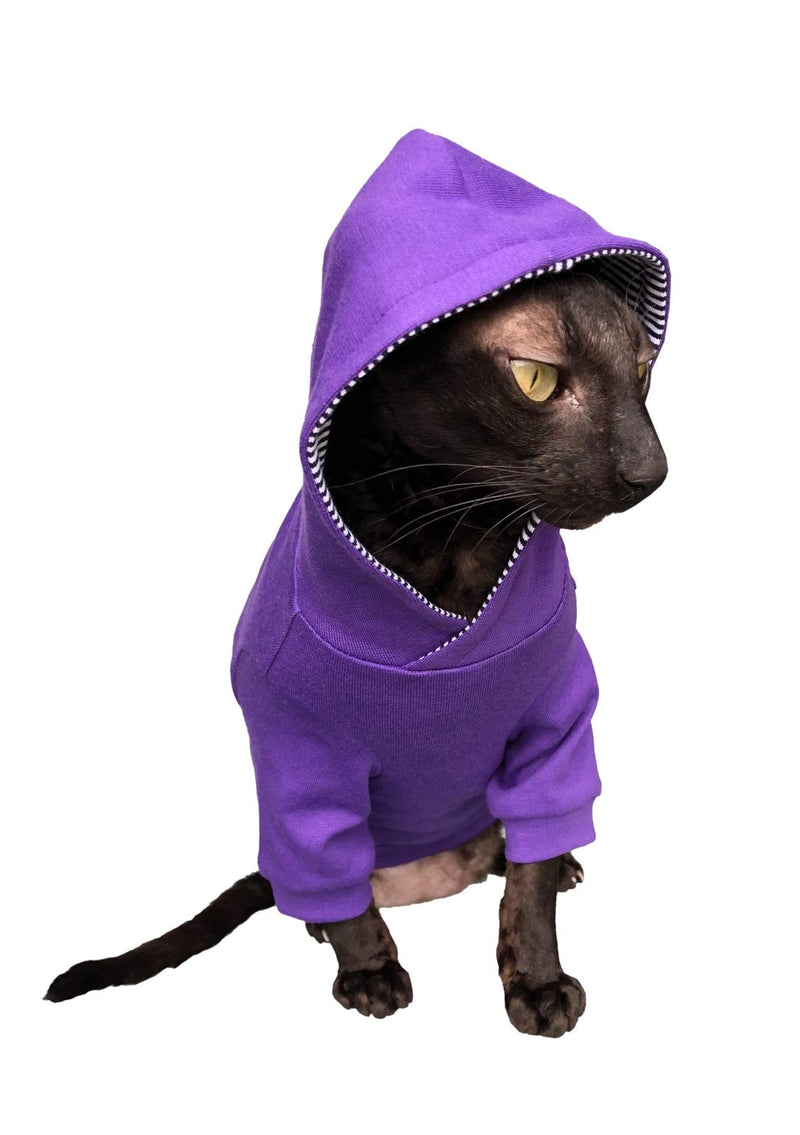 Kotomoda Sphynx Cat's Hoodie InPURPLE Naked Cat Hairless Cat Clothes (XL) XL - PawsPlanet Australia