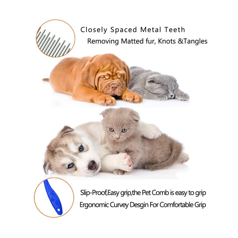 1 piece cat comb, dog comb, pet comb, dog or cat grooming comb made of stainless steel, pet brush for pet hair care for medium and long hair (blue) - PawsPlanet Australia