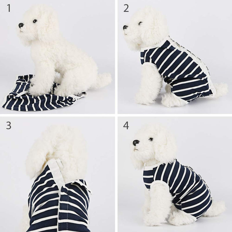 Due Felice Reusable Dog Diapers Sanitary Panties for Male and Female Dogs Doggy Washable Cat Onesie Bodysuits Pet Recovery Suit After Surgery X-Small Blue Stripe - PawsPlanet Australia
