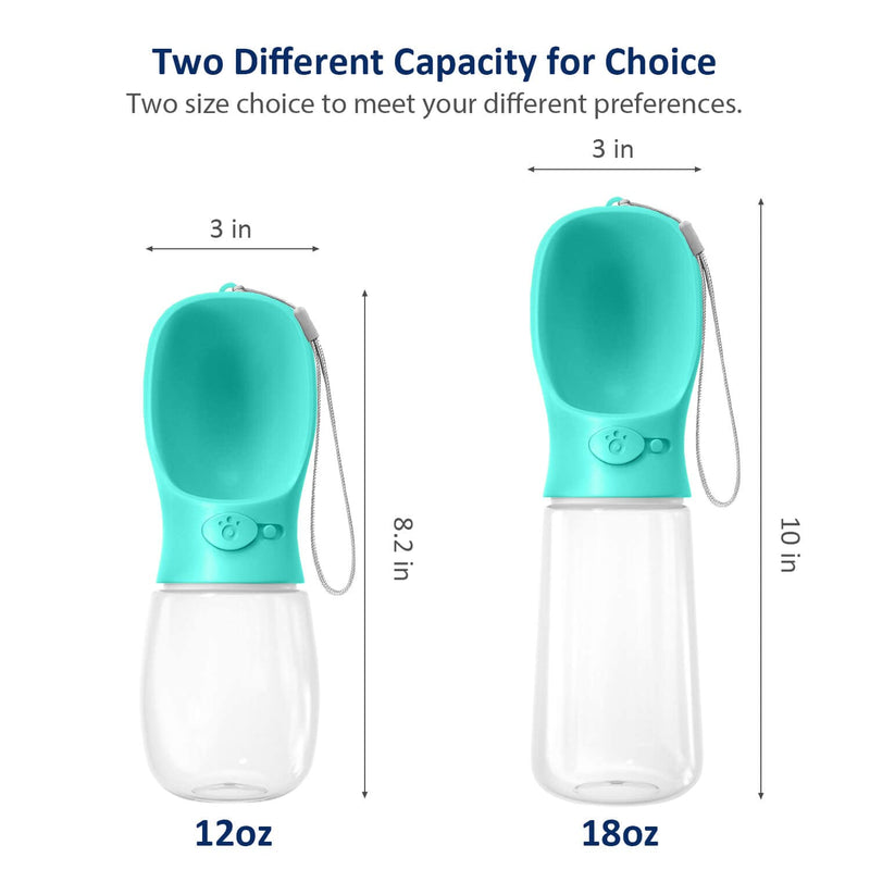 WePet Portable Dog Water Bottle, 12, 19 OZ, Leak Proof Puppy Water Dispenser with Drinking Feeder for Pets Outdoor Walking, Hiking, Travel, Food Grade Plastic 12 oz #01 Aqua - PawsPlanet Australia