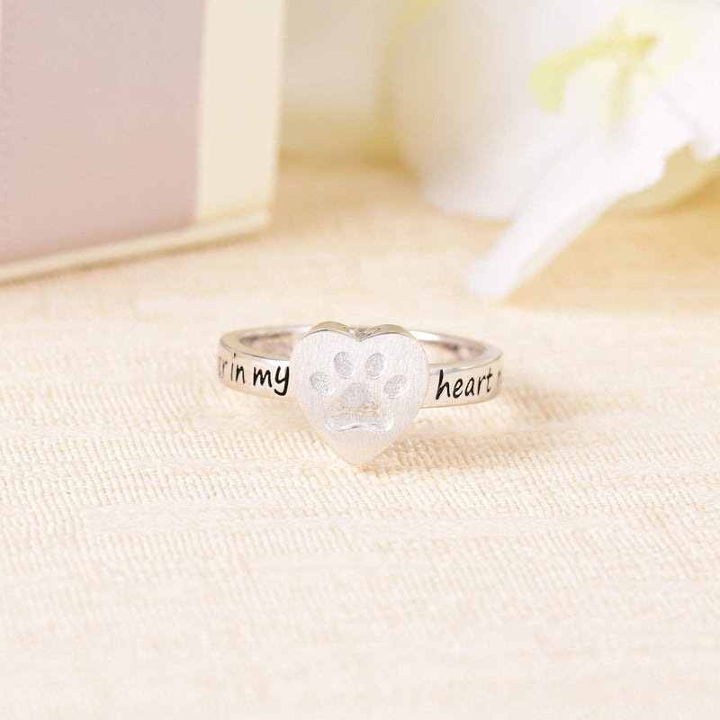 925 Sterling Silver Pet Paw Print Urn Rings for Ashes Dog Cat Engraved No longer by my side but forever in my heart Cremation Ring for Women Jewelry Keepsake Memorial 9 - PawsPlanet Australia