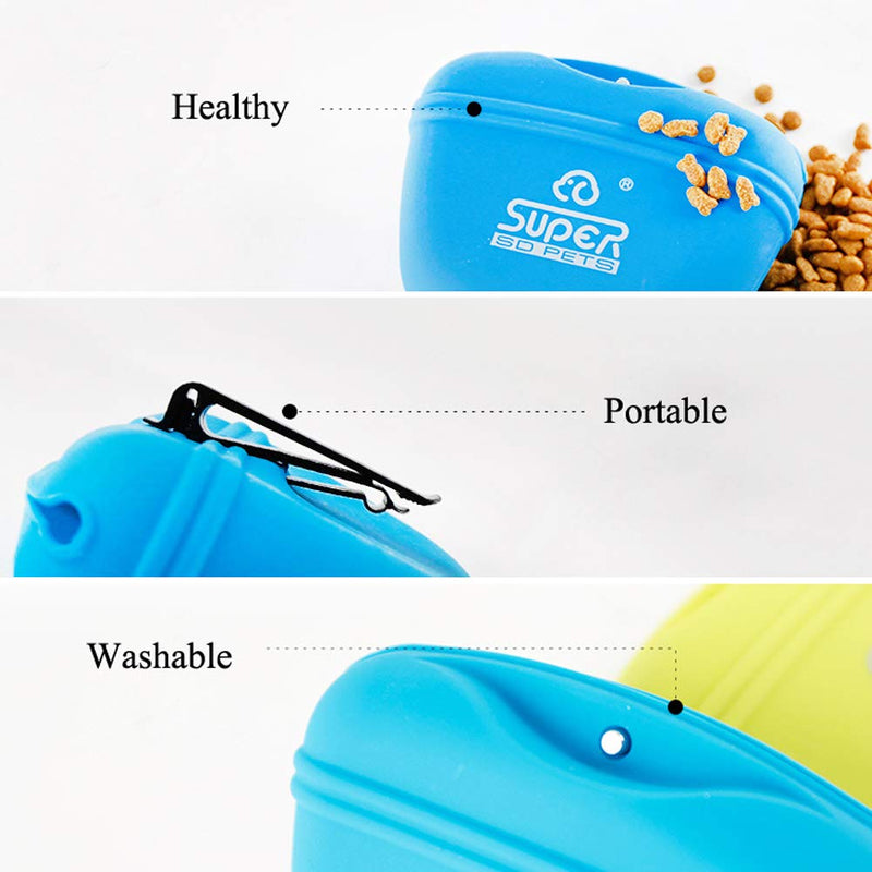 [Australia] - VOOO4CC Outdoor Training Dog Pouch Silicone Dog Food Portable Waist Bag Snack Pocket Blue 