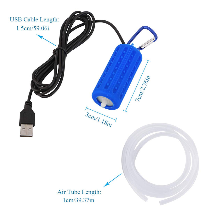 [Australia] - Useekoo 5V Mini Aquarium Air Pump USB for Aquarium, Fish Tank, Fishing with Air Stone and Silicone Tube - Dark Blue 