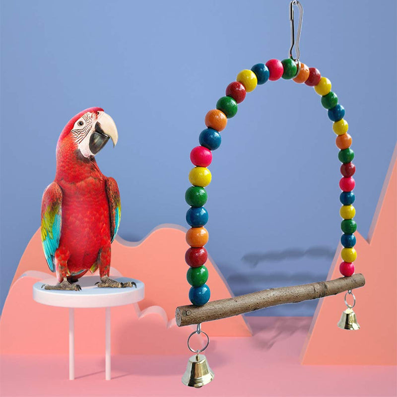 ASOCEA Parrot Bird Swing Toy Wooden Hanging Resting Perch Cage Accessories for Parakeets Hummingbirds Conures and Other Small Birds - PawsPlanet Australia