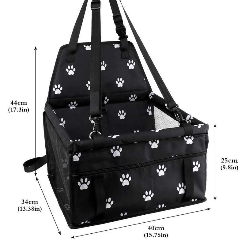 Pet Car Booster Seat for Dog Cat Portable and Breathable Bag with Seat Belt Dog Carrier Safety Stable for Travel Look Out,with Clip On Leash and Storage Pockage Black - PawsPlanet Australia