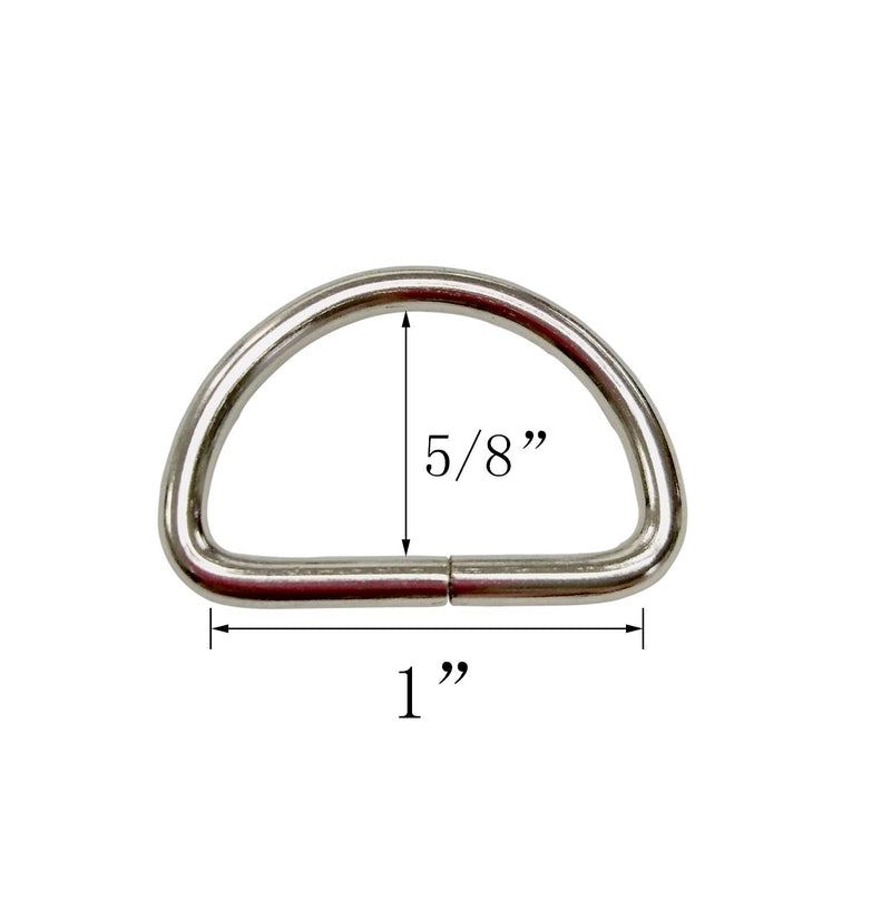 [Australia] - TSJ 50 Pack of Metal D Rings Heavy Duty 1 Inch D-rings for Sewing, Keychains, Belts and Dog Leash 50pcs Silver 