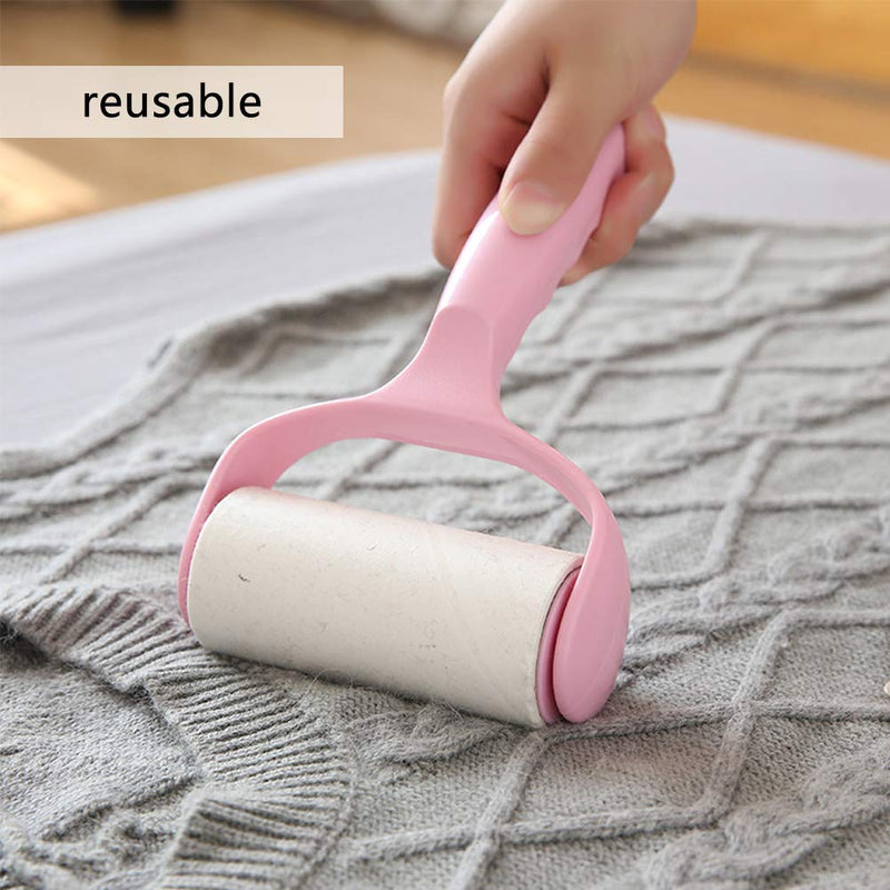 BESLIME 4Pcs Lint Roller Reusable, And 3 rolls of paper，Hair Remover Sticky Washable Pet, Foldable, Portable, Washable, Travel Pocket Sticky Lint Roller - PawsPlanet Australia