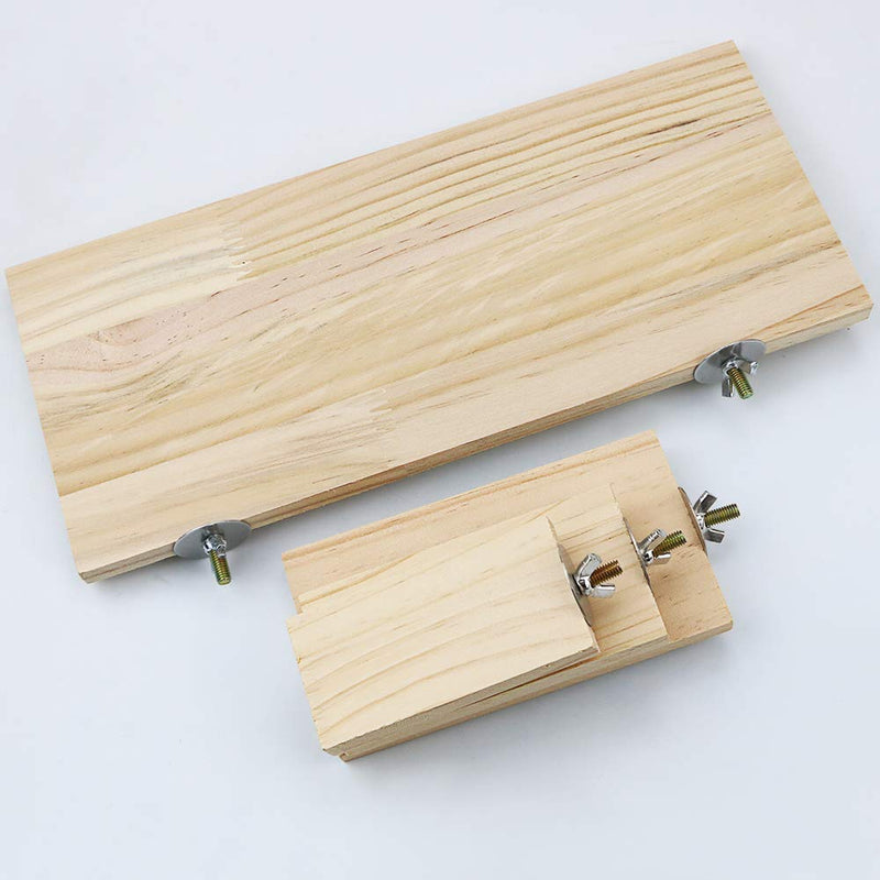 BILLIOTEAM 4 Size Bird Wood Platform, Rectangle Square Wood Perch Stand Board Habitat Cage Corner Shelf with Stainless Steel Washers for Budgie,Parakeet,Parrots,Cockatiel,Hamster,Gerbil,Chinchillas - PawsPlanet Australia