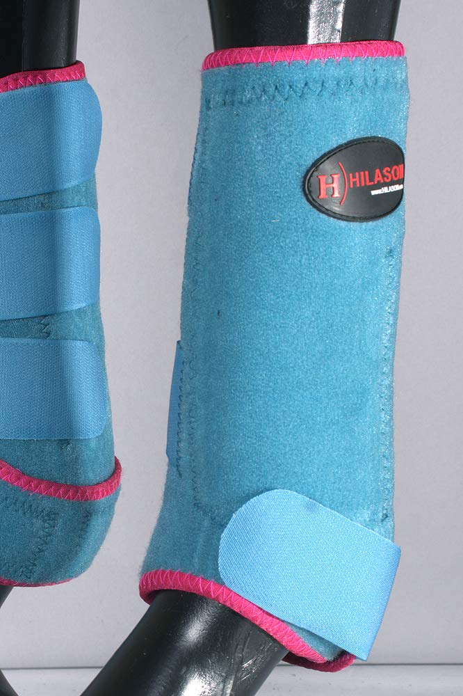 [Australia] - HILASON L M S Horse Front Leg Ultimate Sports Boots Pair Turquoise Pink Large 