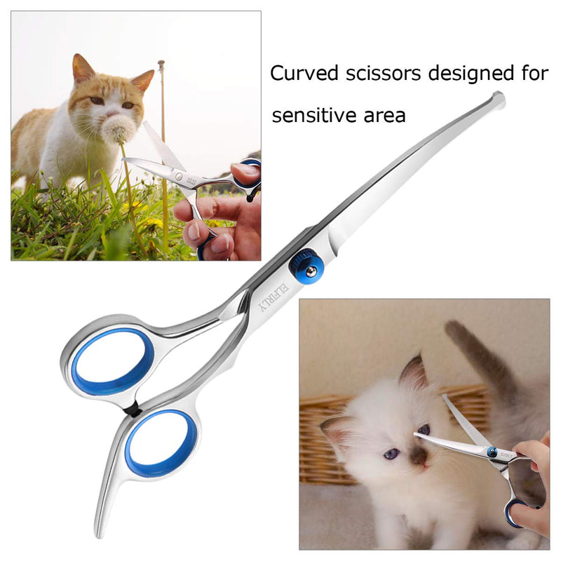 Elfirly Dog Grooming Scissors Set with Safety Round Tip (2 Pack - Curved Scissors Straight Scissors for Grooming) Pet Grooming Shears for Dogs and Cats - PawsPlanet Australia