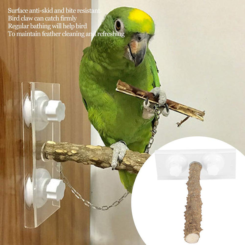 Cikonielf 25CM Parrots Portable Wood Standing Rod Bird Platform Training Stand Pet Bird Shower Perch with Suction Cup - PawsPlanet Australia