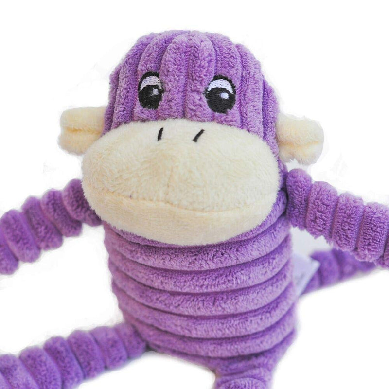 [Australia] - ZippyPaws - Spencer The Crinkle Monkey Dog Toy, Squeaker and Crinkle Plush Toy Small Purple 