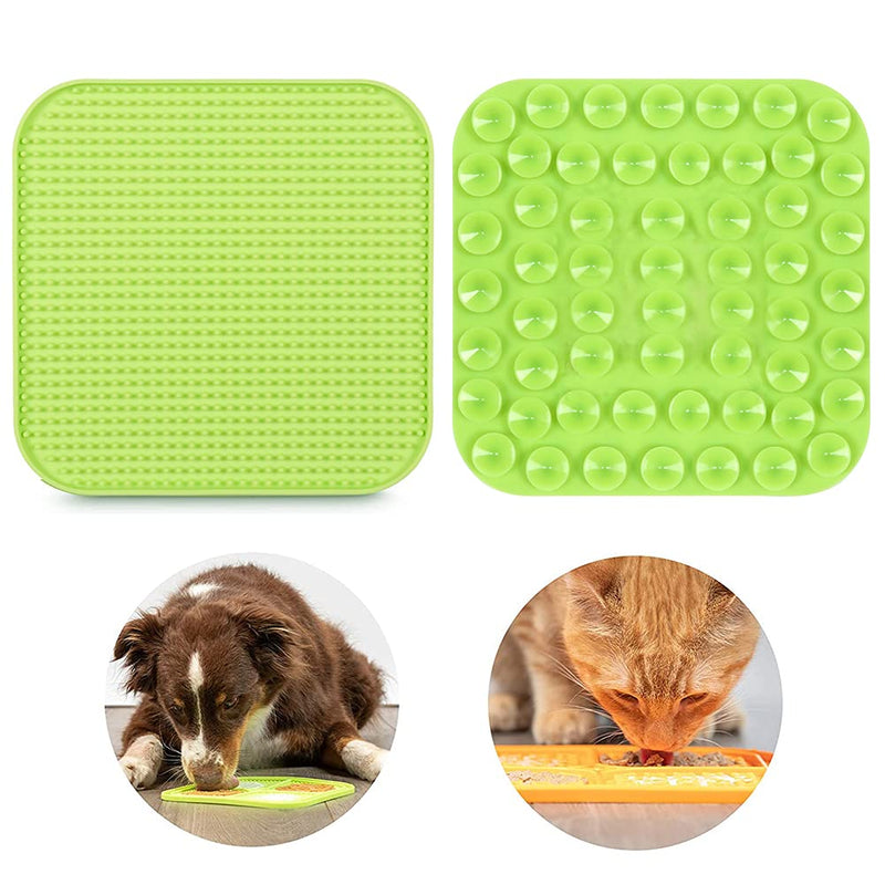 ZHIHAOO Pet Licking Mat for Cats & Dogs, 7.7"x7.7" Silicone Feeding Pads, Lightweight, Durable & Reusable, Slows Down Eating, Lessens Boredom, Great for Cats & Dog(1PCS) (Green) - PawsPlanet Australia