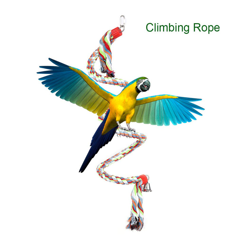 [Australia] - 1.6 Meter Parrots Bungee Swing Spiral Climbing Standing Toys with Bell Rope Cotton Perch Birds Supplies for Large Medium Small Parrots 