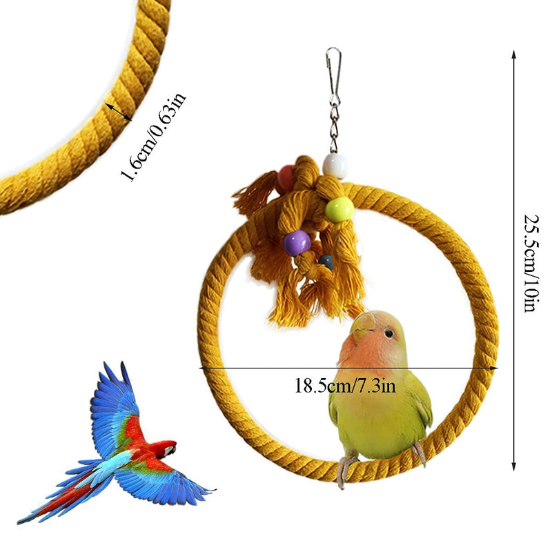 2 PCS Kuivoo Bird Swing Cotton Rope Ring, Bird Parrot Perches for Cage,Cage Hanging Bite Resistance Toys,Bird Stand Soft Ring Bed for Budgie,Cockatiel,Canary,Parakeet,Love-bird,Conures - PawsPlanet Australia