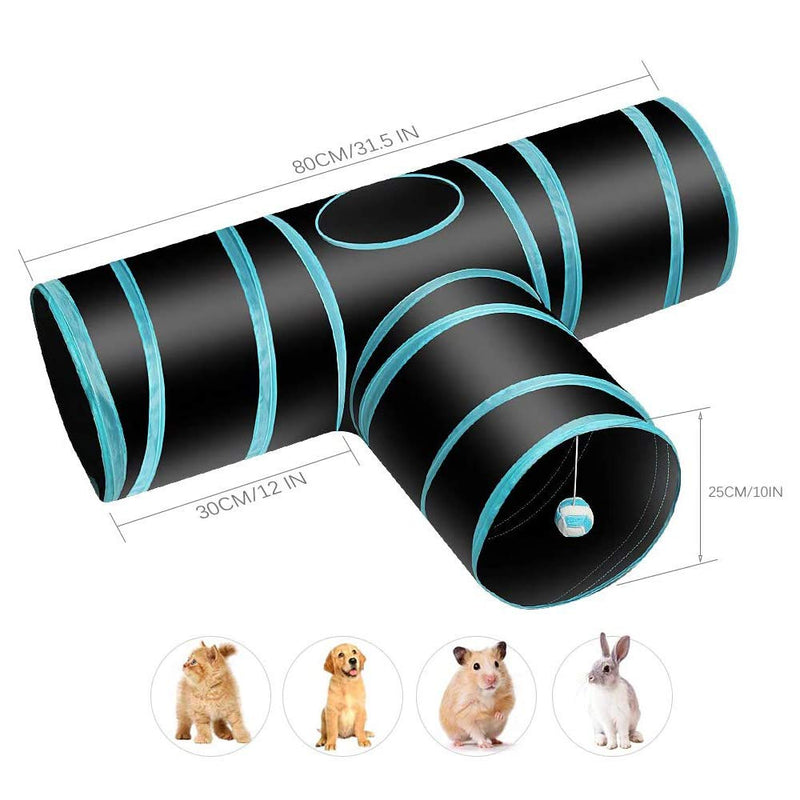 zfdg Interactive Cat Tunnel, Cat Tunnel Collapsible, Collapsible Pet Tunne, Cat Tunnel Tube, Collapsible Tube Fun Cat Play Toy, for Cat Dog Puppy Rabbit Indoor and Outdoor Fun Toys (Blue) - PawsPlanet Australia