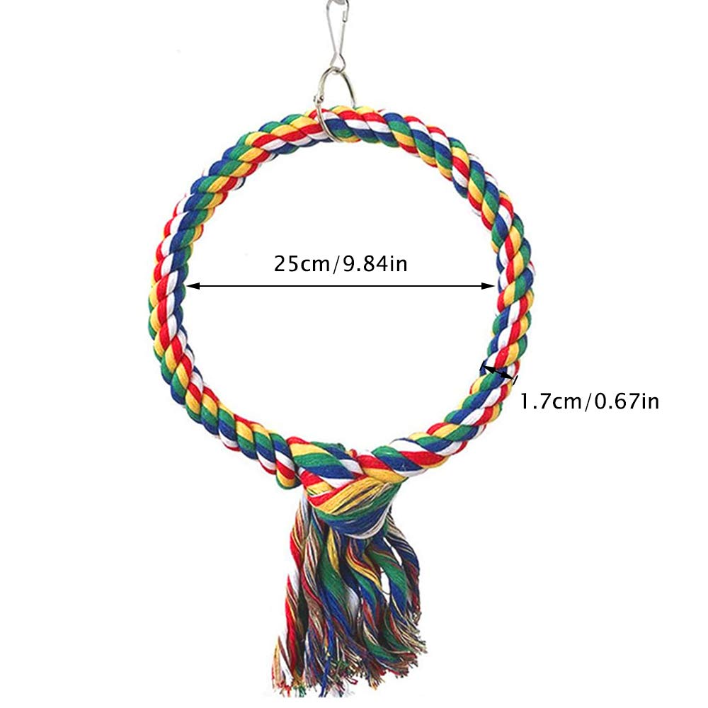 afdg Bird Perch Rope, 2 Pieces Parrot Standing Rope, Parrot Chewing Toy Cotton Rope, Bird Round Cotton Rope Swing, Bird Triangle Cotton Rope Wwing for Parrot Climbing (Color) - PawsPlanet Australia