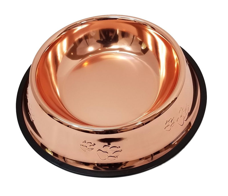 [Australia] - Melzon Petsentials Non-Skid Stylish Food Bowl for Your Pet, Premium Grade Stainless Steel - Elegant Bronze 18oz (2-1/4 Cups) 