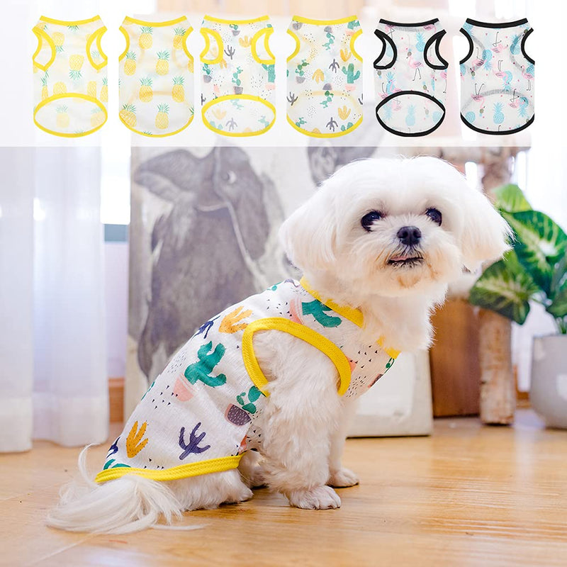Mihachi 3 Pack Breathable Dog Shirts for Small Medium Dogs, Sleeveless T-Shirt Puppy Vest Clothes Apparel Outfits, Soft Cat Summer Sweatshirt with Pineapples - PawsPlanet Australia