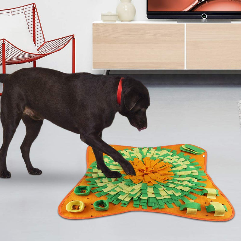 FREESOO Dog Snuffle Mat Puppy Brain Training Pad Pet Feeding Mat Dog Treat Puzzle Feeder Toy for Boredom Yellow - PawsPlanet Australia