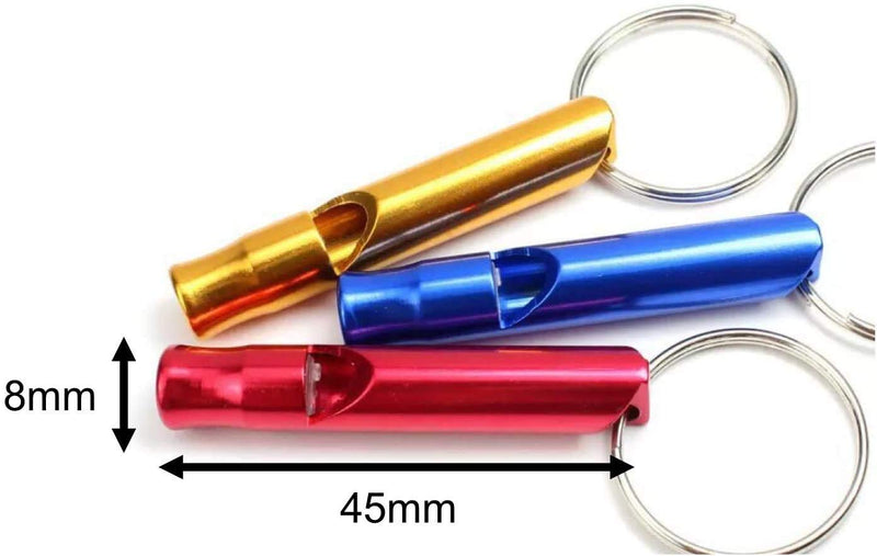 HxmeStore 7 Piece Loud Metal Whistle for Dog, Green Red Blue Gold Silver Black Purple High Pitched Tool Keyring … - PawsPlanet Australia