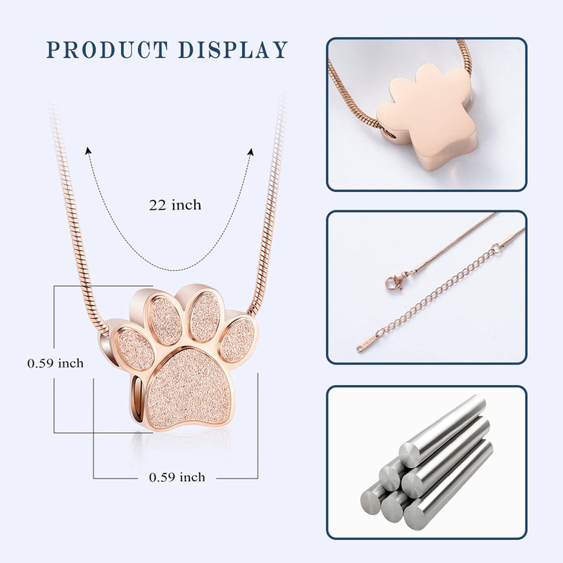 zeqingjw Pet Cremation Jewelry for Ashes Pendant Paw Print Pet Heart Urn Necklace Memorial Keepsake Jewelry for Pet/Dog's/Cat's Ashes 1-Rose Gold - PawsPlanet Australia