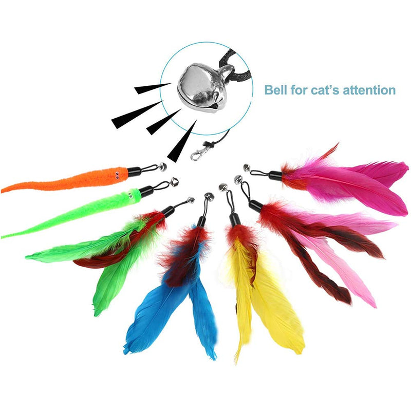 ZYHOOOE Interactive Cat Feather Toy,Retractable Cat Toys Wand with 10pcs Refills,Cat Feather Fishing Pole Toys Funny Exercise for Indoor Cat and Kitten - PawsPlanet Australia