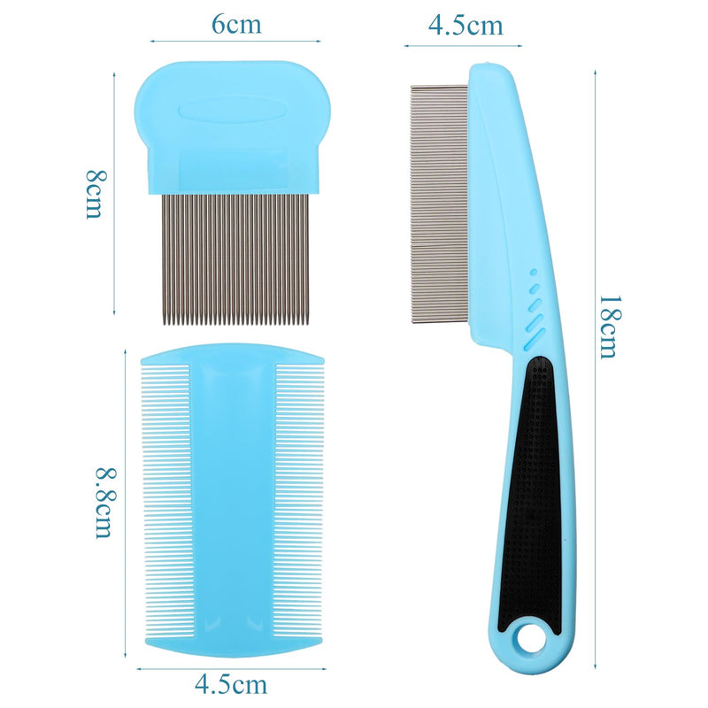 Pack of 3 Flea Comb Dog Professional Cat Comb Stainless Steel Pet Comb Flea Comb for Cats Lice Comb Flea Comb Pet Tear Stain Remover Comb for Dog Cat - PawsPlanet Australia