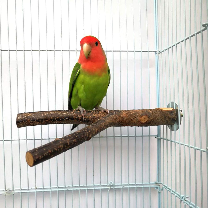 [Australia] - QUMY Bird Parrot Toys Hanging Bell Pet Bird Cage Hammock Swing Toy Wooden Hanging Perch Toy for Small Parakeets Cockatiels, Conures, Macaws, Parrots, Love Birds, Finches Parrot Bird Cage Perch 2Pcs 