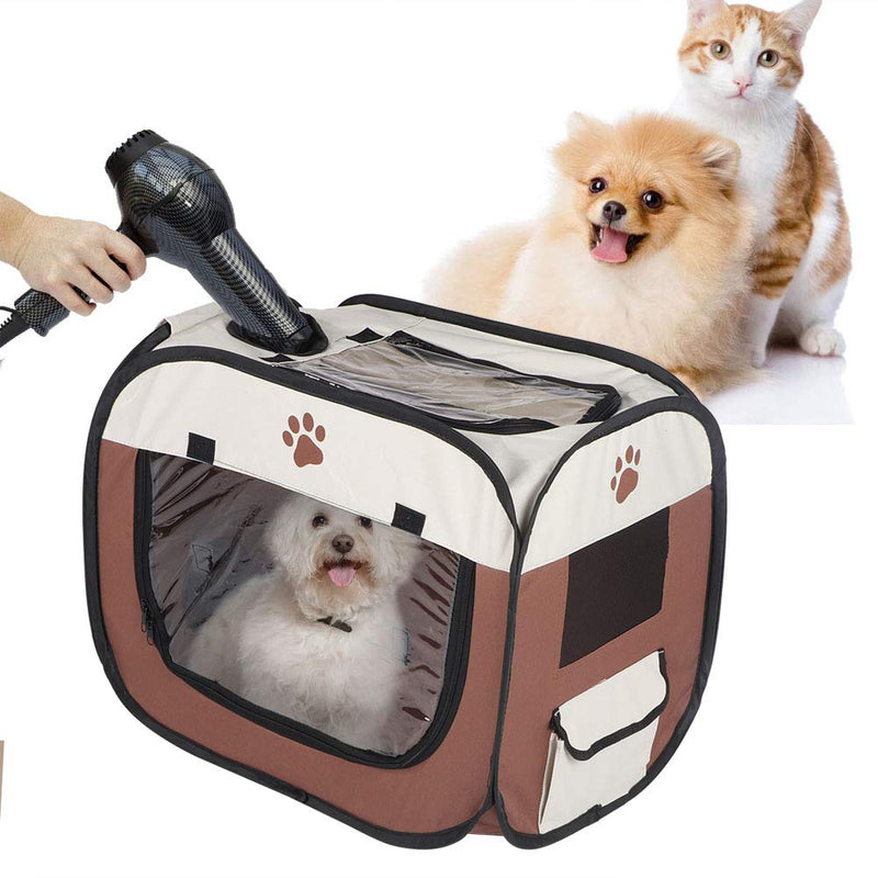 Portable Pet Hair Drying Box Folding Dryer-Hole Design Pet Dry Room Hands-Free Dryer Cage for Small Medium Cats Dogs - PawsPlanet Australia