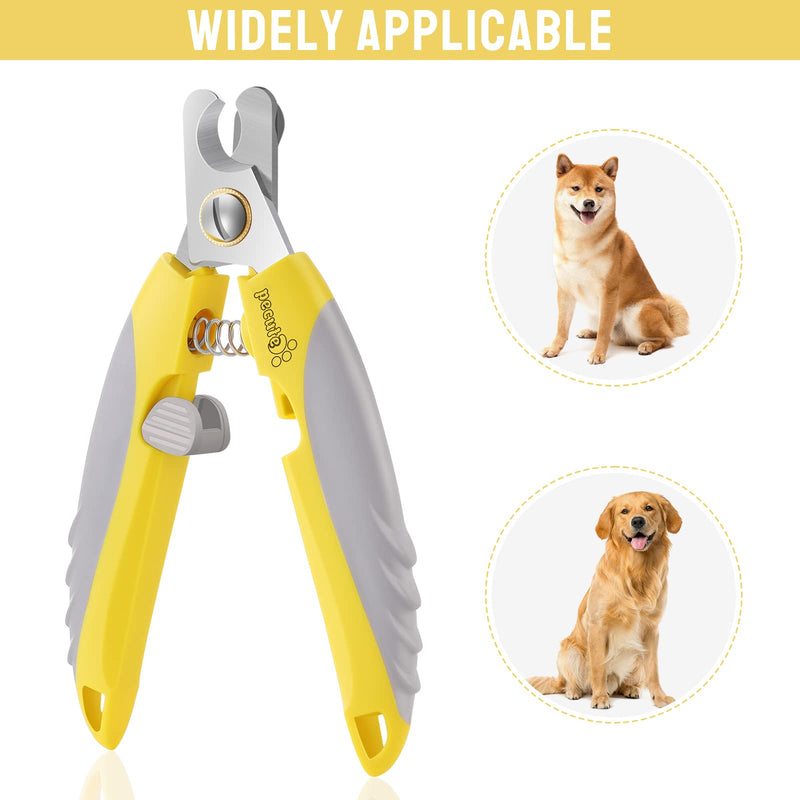 pecute Dog Nail Clippers with Claw File Professional Set, Sharp Dog Nail Trimmer Stainless Steel with Safety Guards — Avoid Over Cutting for Medium to Large Dog Breeds (Yellow+Grey) Yellow+Grey - PawsPlanet Australia