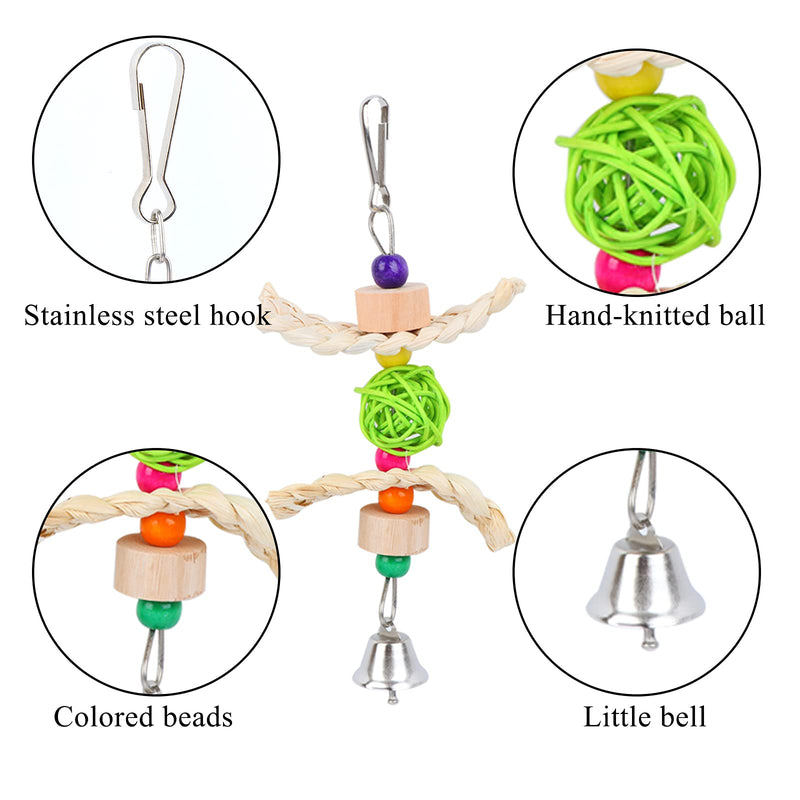FADACAI 6 Pcs Bird Toys for Parrots, Bird Swing Toys, Hanging Bell Birds Cage with Bells Finch Toys, Parrots Colorful Chewing Toy, for Anchovies, Parakeets, Love Birds and other Small Birds - PawsPlanet Australia