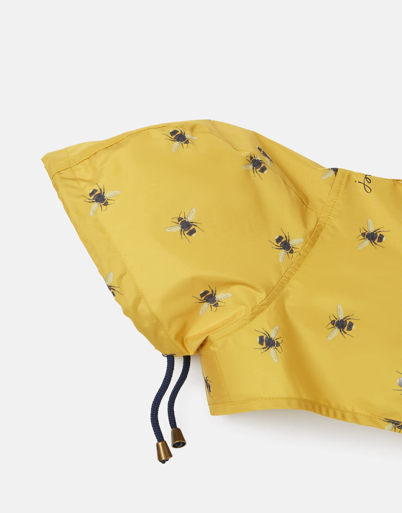Rosewood Joules Bee Print Water Resistant, Mustard Yellow, Packaway Dog Coat Small - PawsPlanet Australia