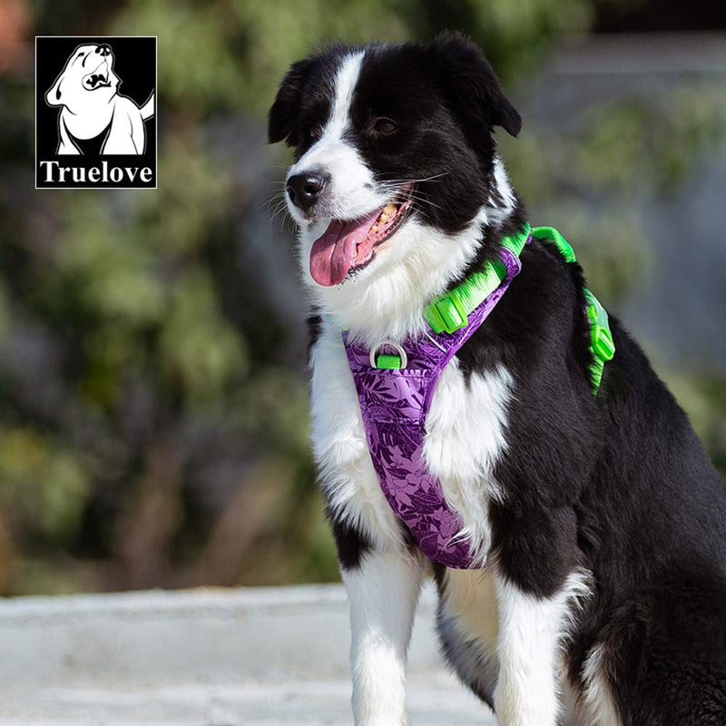 TRUE LOVE Dog Harness No Pull Adjustable Reflective Step-in Soft Nylon For Small Large Pet TLH5653(M, Camouflage Purple) M - PawsPlanet Australia