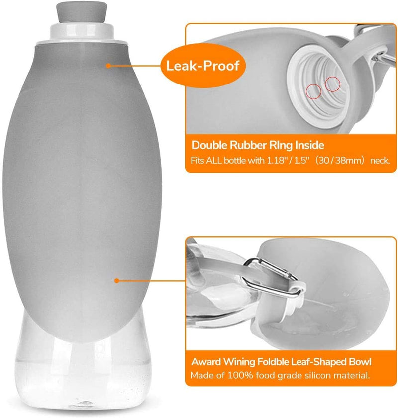 [Australia] - LumoLeaf Dog Water Bottle, Pet Water Bottle, Lightweight Water Bottle for Dogs, Dog Travel Water Bottle 20 oz - Grey 