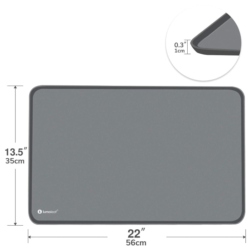 LumoLeaf Silicone Waterproof Anti-Slip Pet Food and Water Bowl Mat (22" x 13.5", Dark Grey) 22" x 13.5" - PawsPlanet Australia