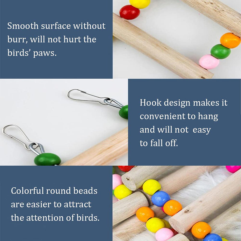 Bird Ladder Toys, Wood Parrot Bird Perch Stand Platform with 8 Ladders Swing Bridge for Pet Training Playing, Flexible Birds Cage Accessories Decoration for Cockatiel Parakeet - PawsPlanet Australia