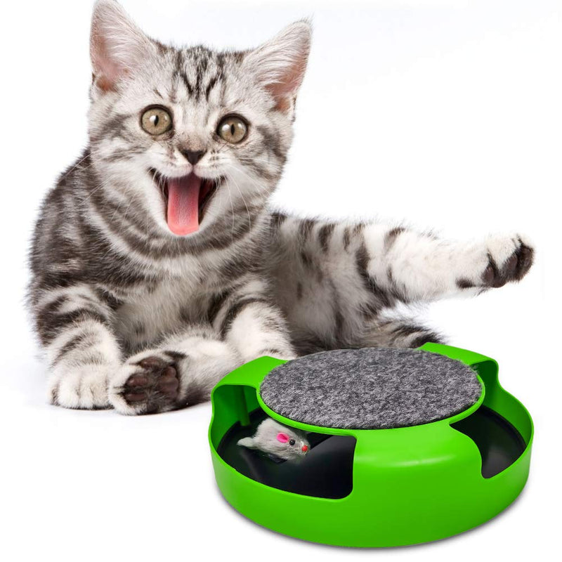 [Australia] - Pasking Interactive Cat Toy, Catch The Mouse Cat Toy with a Running Mouse and a Scratching Pad, Cat Scratcher Catnip Toy, Quality Kitten Toys, Green 