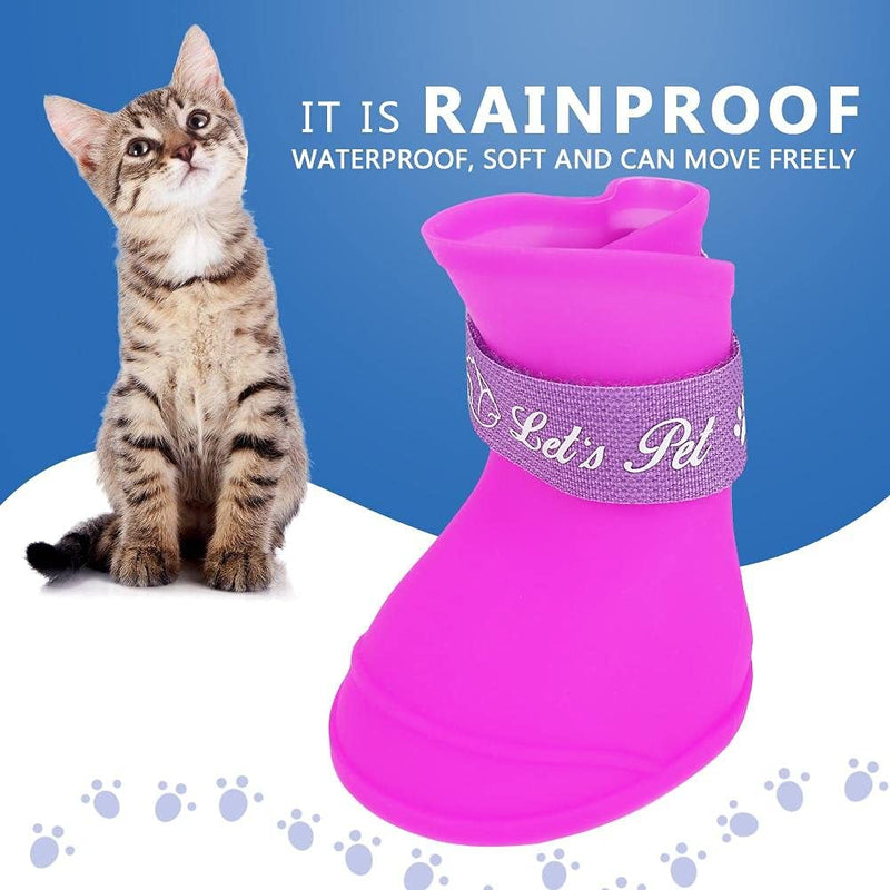 Fdit 4Pcs Pet Dog Rain Shoes Silicone Waterproof Anti-slip Protective Rain Shoes for Dog Small Animal (L/Purple) - PawsPlanet Australia