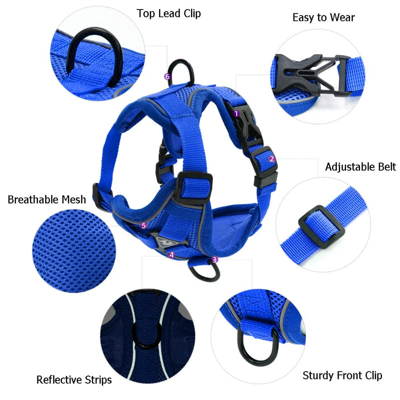 FEimaX Cat Harness and Leash Set for Walking Escape Proof Adjustable Cat Step-in Vest with Reflective Strip, Soft Mesh Small Dog Harnesses for Kitten Puppy Rabbit S Blue - PawsPlanet Australia