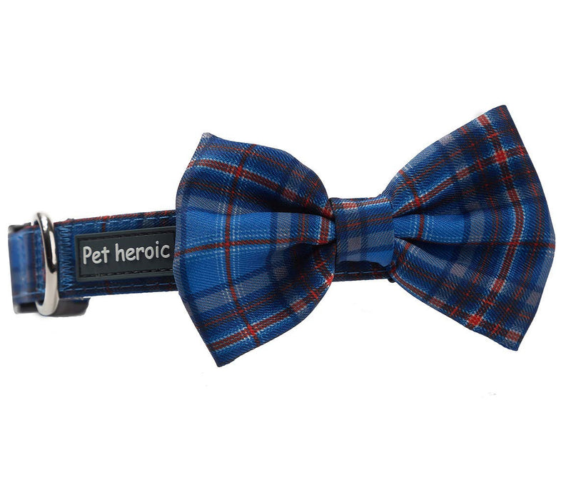 Pet Heroic Pet Dog Cat Collar with Grid Bow tie, Adjustable Plaid Pet Dogs Cats Comfortable Durable Bowtie Collars for Small Medium Large Dogs Cats in 3 Styles S - PawsPlanet Australia