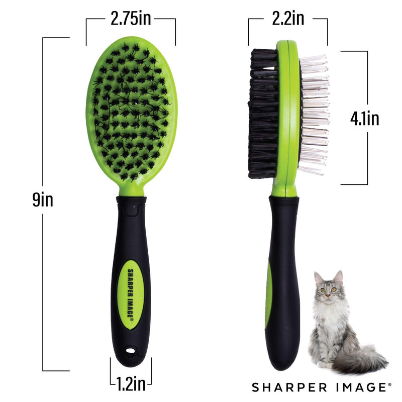 [Australia] - Sharper Image Dog Brush Pet Grooming Tools -Pet Brush Cat Brush 2 Sided Bristle Grooming Brush Long & Short Hair Tangled Hair Removing Shedding Loose Undercoat Fur - All Breeds Black and Green 